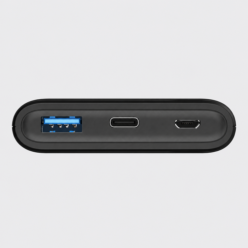 Slim 10000Mah Wireless Portable Power Bank With Multi Output Ports Black