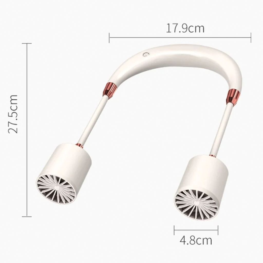 White Leafless Portable Hanging Neck Fan With 360 Adjustable Air Vents